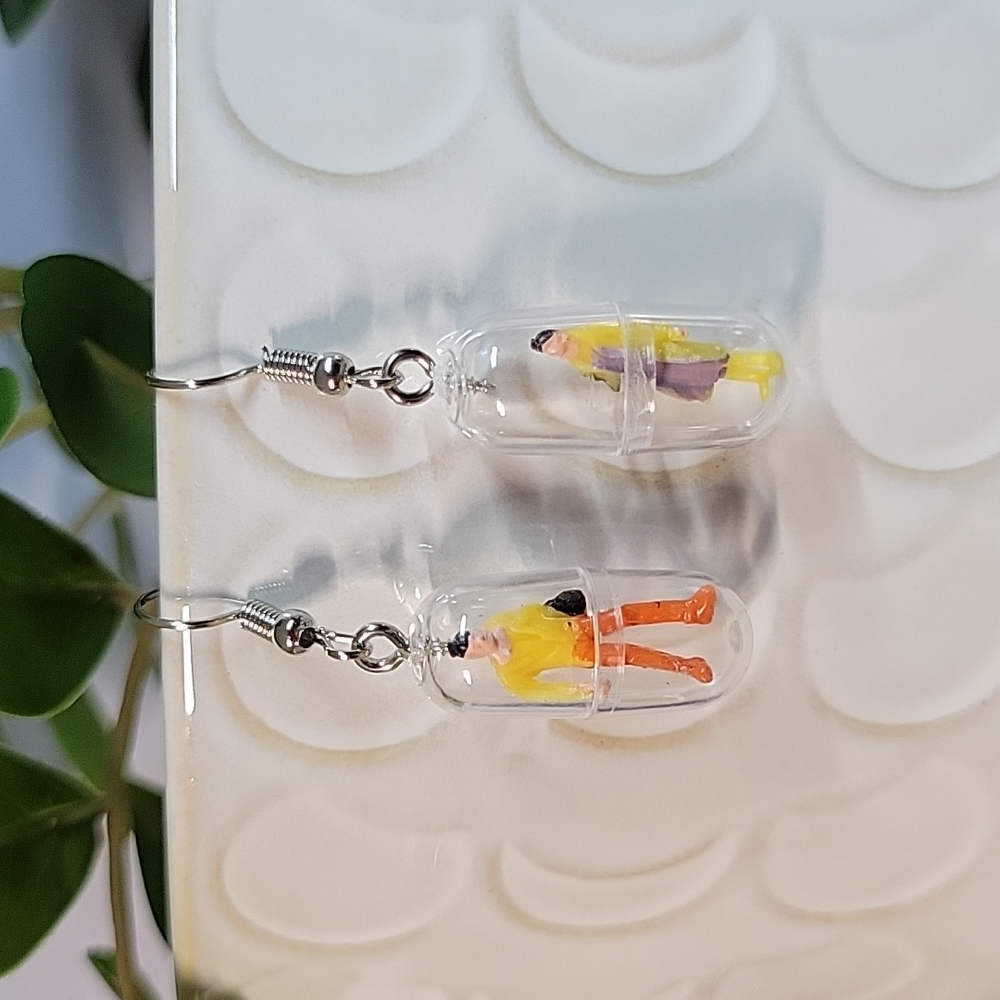 Encapsulated People Drop Earrings, unisex - Picture 3 of 5
